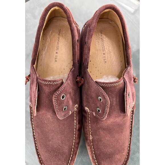 John Varvatos Schooner Men\'s Laceless Boat Shoes Size 12 M Leather Tan